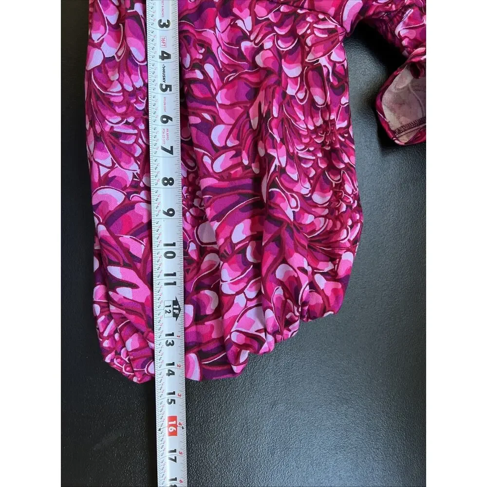 Kika Vargas x Target Blouse XL Pink Floral Bishop Puff Sleeves